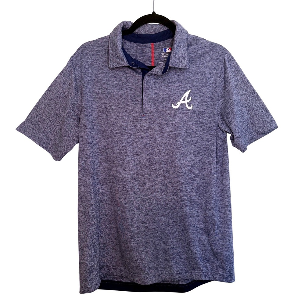 MLB Genuine Merchandise Atlanta Braves Logo Men's Blue Polo Shirt Size Medium